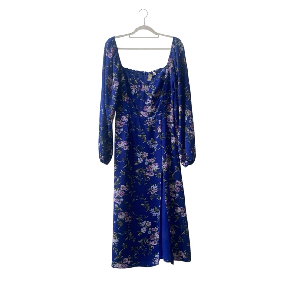 Forever 21 Floral Blue Midi Dress Women’s Size Medium Excellent Used Condition